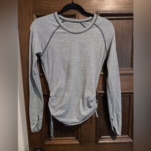 Lucy long sleeve active top grey and white small stripe